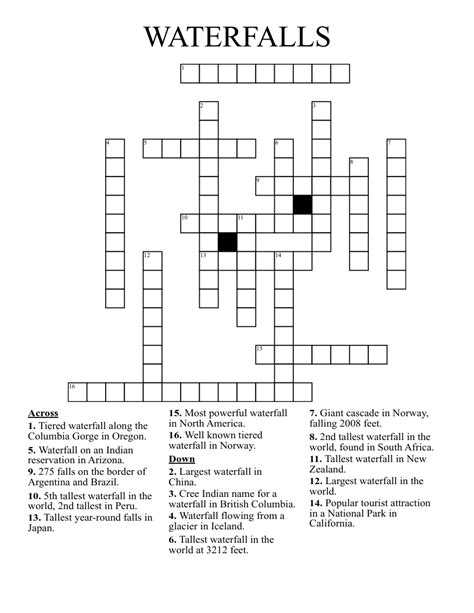another word for waterfall crossword.